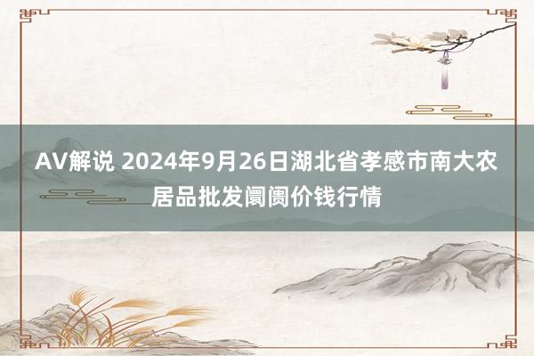 AV解说 2024年9月26日湖北省孝感市南大农居品批发阛阓价钱行情