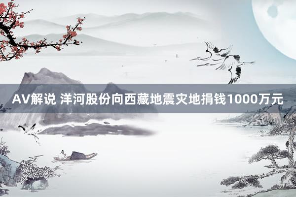 AV解说 洋河股份向西藏地震灾地捐钱1000万元